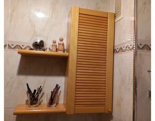 Mueble de baño madera y cristal