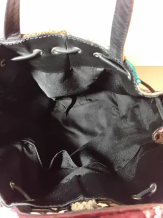 Zaino secchiello vera pelle patchwork