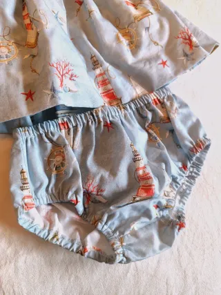 Conjunto bebé vestido y braguita marinero