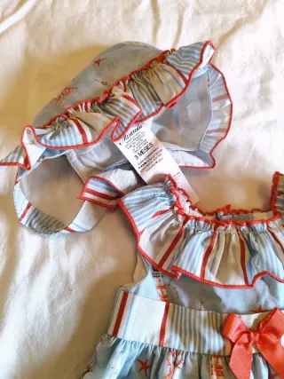Conjunto bebé vestido y braguita marinero