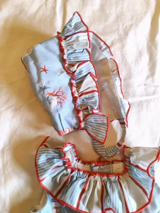 Conjunto bebé vestido y braguita marinero