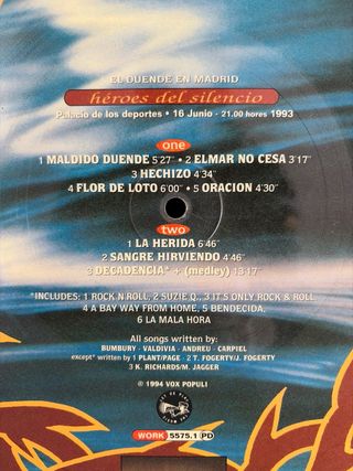 Vinilo Héroes del Silencio - El Duende en Madrid