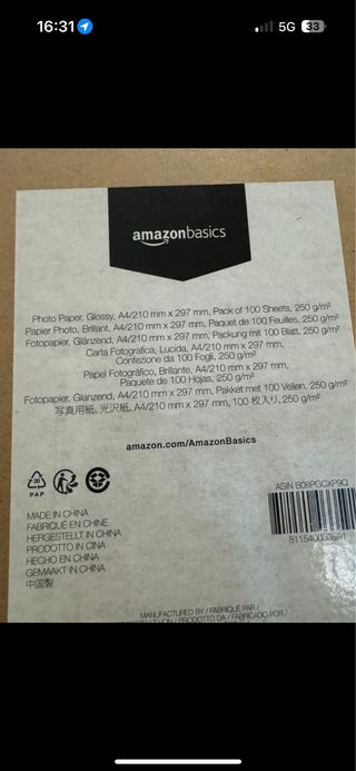 Carta fotografica lucida A4 250g/m² 100 fogli