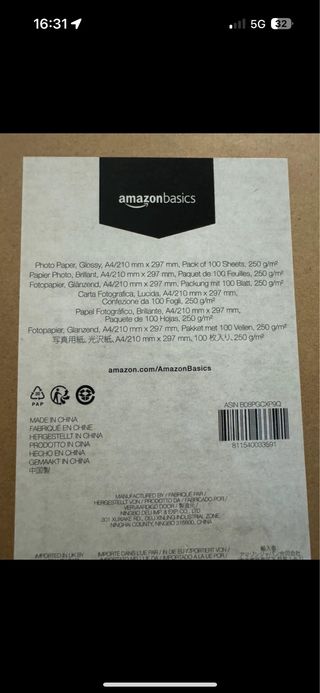 Carta fotografica lucida A4 250g/m² 100 fogli