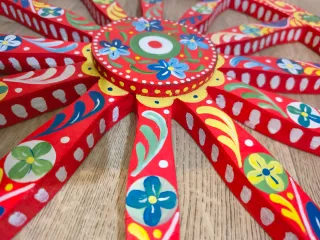 Ruota Carretto Siciliano Legno Dipinta Mano