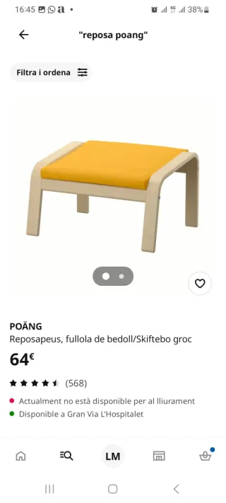 Reposapiés Ikea Poäng amarillo
