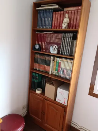 Librería de madera con libros