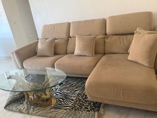 Sofá 3 plazas extensible beige y negro