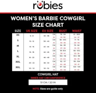 Disfraz Vaquera Barbie Talla Única 38-40