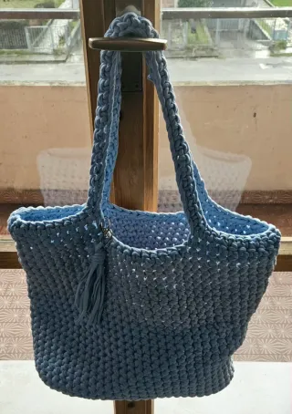 Borsa uncinetto celeste 40x35 cm