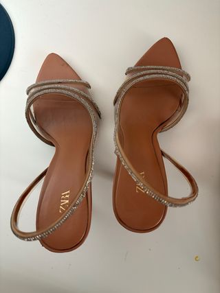 Tacones Zara Brillantes Marrones