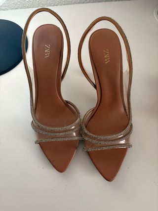 Tacones Zara Brillantes Marrones