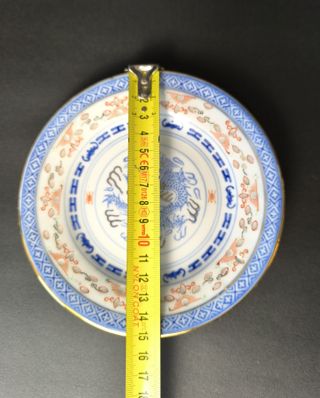3 Pratos Bago de Arroz Dragão Porcelana China Maca