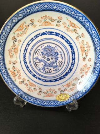 3 Pratos Bago de Arroz Dragão Porcelana China Maca