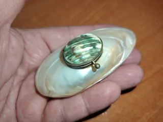 Antiguo pastillero de concha de nacar,siglo XIX