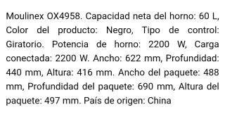 Horno sobremesa Moulinex negro