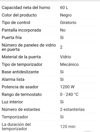 Horno sobremesa Moulinex negro