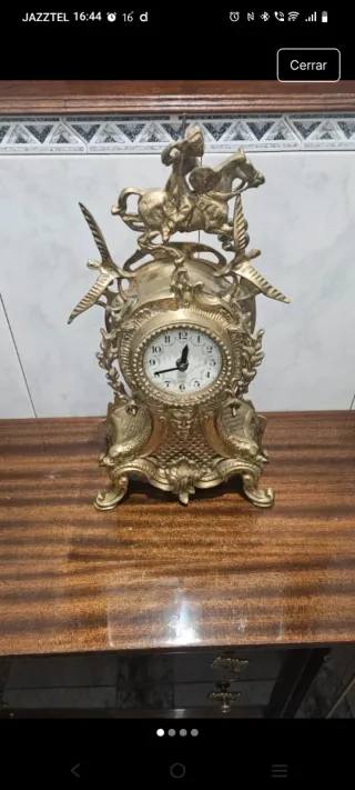 Reloj Funciona Bronce Barroco Caballo Jinetes