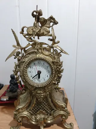 Reloj Funciona Bronce Barroco Caballo Jinetes