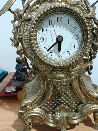 Reloj Funciona Bronce Barroco Caballo Jinetes