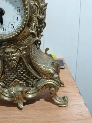 Reloj Funciona Bronce Barroco Caballo Jinetes