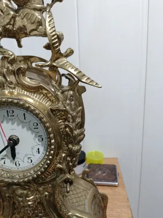 Reloj Funciona Bronce Barroco Caballo Jinetes