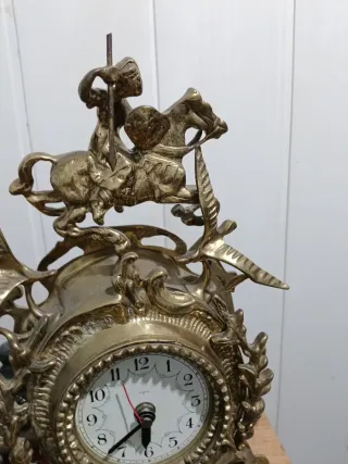 Reloj Funciona Bronce Barroco Caballo Jinetes