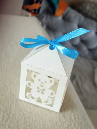 Scatolina Porta Confetti Orsetto Bianco e Azzurro