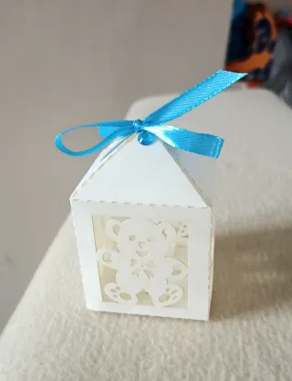 Scatolina Porta Confetti Orsetto Bianco e Azzurro