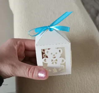 Scatolina Porta Confetti Orsetto Bianco e Azzurro