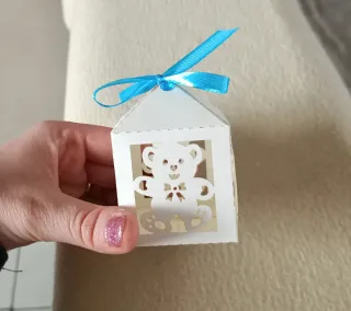 Scatolina Porta Confetti Orsetto Bianco e Azzurro