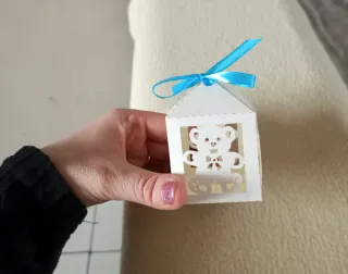 Scatolina Porta Confetti Orsetto Bianco e Azzurro