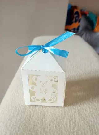 Scatolina Porta Confetti Orsetto Bianco e Azzurro