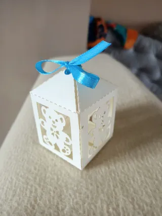 Scatolina Porta Confetti Orsetto Bianco e Azzurro