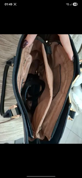 Borsa tricolore nero, rosa cipria e bianco