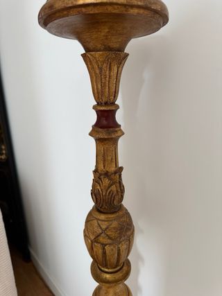 Lámpara de pie vintage madera tallada