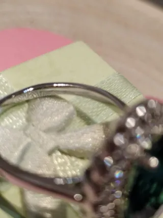 Anillo vintage plata con piedra verde mar