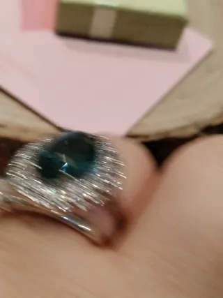 Anillo vintage plata con piedra verde mar