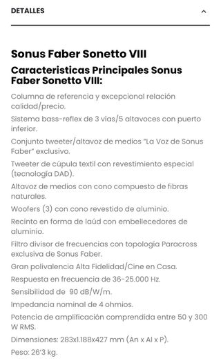 Altavoces Sonus Faber Sonetto VIII G1 Blancos