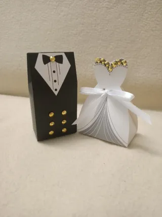 Scatoline Porta Confetti Sposo e Sposa Oro