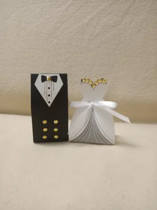 Scatoline Porta Confetti Sposo e Sposa Oro