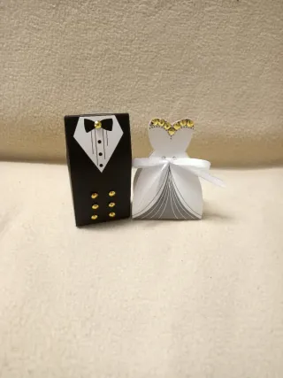 Scatoline Porta Confetti Sposo e Sposa Oro