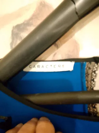 Blusa donna blu con ricami neri taglia 42