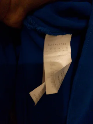 Blusa donna blu con ricami neri taglia 42