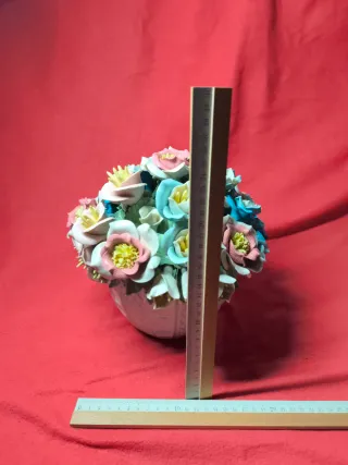 Centro de Mesa Flores Esmaltadas Cerámica