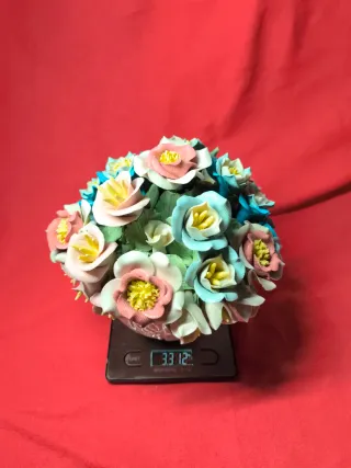 Centro de Mesa Flores Esmaltadas Cerámica