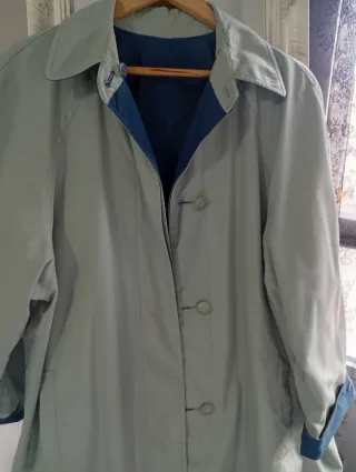 Gabardina vintage reversible azul/verde clarito