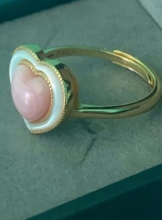 Anillo Corazón Plata y Concha Natural Rosa