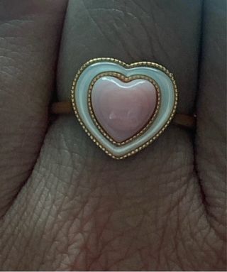 Anillo Corazón Plata y Concha Natural Rosa