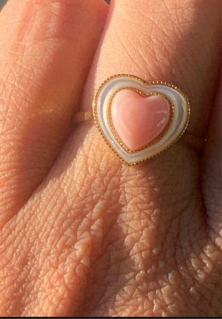 Anillo Corazón Plata y Concha Natural Rosa